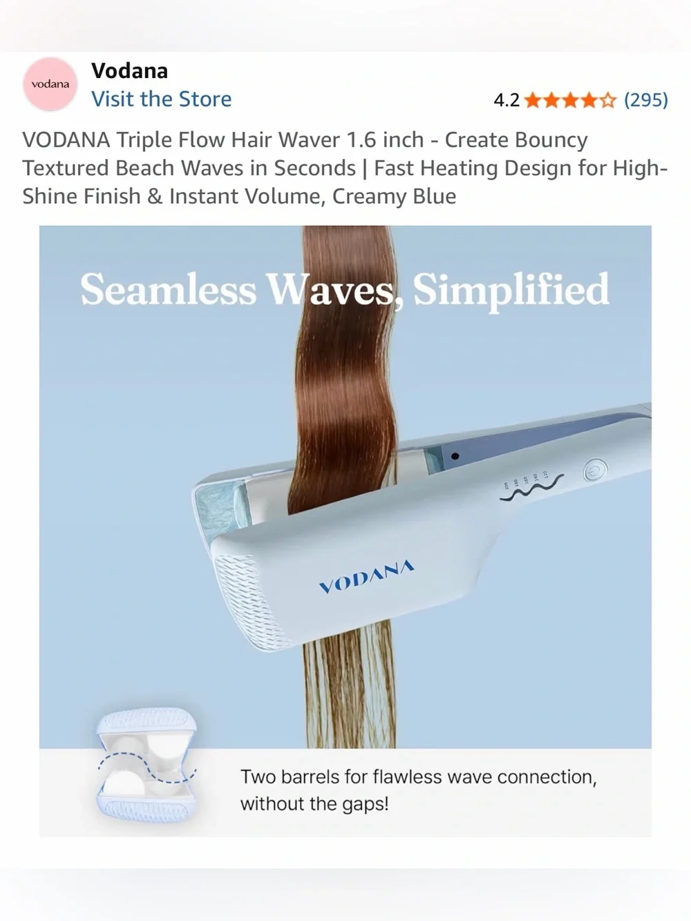 VODANA Creamy Blue Triple Flow Hair Waver 1.6